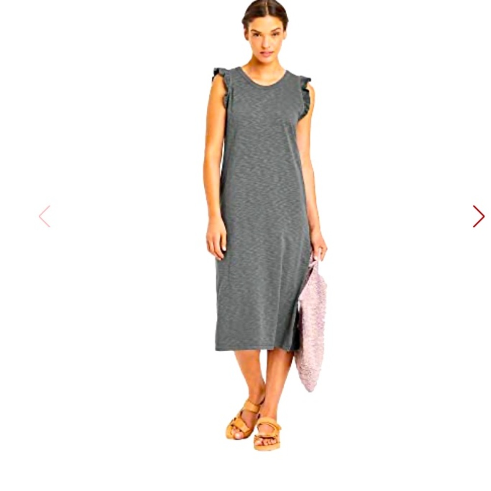 Women’s Good Threads Frilled Sleeved Long Dress, Gray, Sz XS